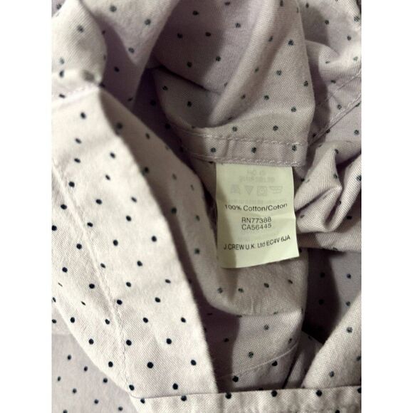 J. Crew Lavender Oxford Button-Down Long-Sleeve Shirt w/Navy Polka Dots EUC Sz 8 - Picture 4 of 7